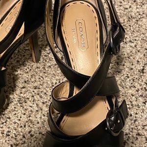 Coach leather strappy heels, 4 inch pump! Worn only a handful of times